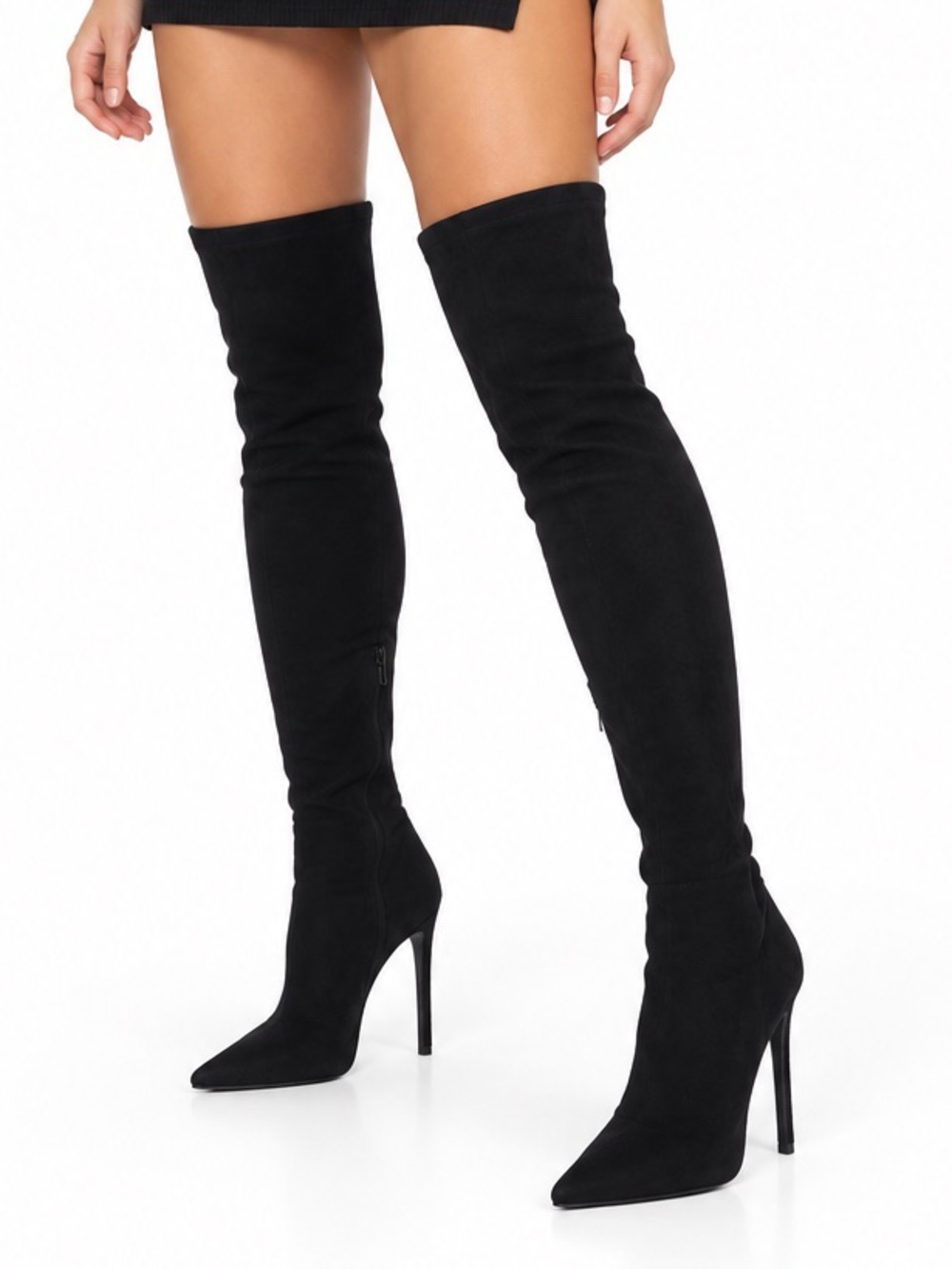 Windsor Black Faux Suede Over the Knee Boot Heels Women’s Size 7.5 NWT
